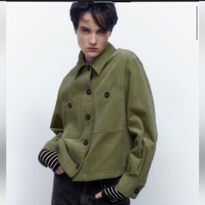 Zara Olive Green  Corduroy Jacket size S
